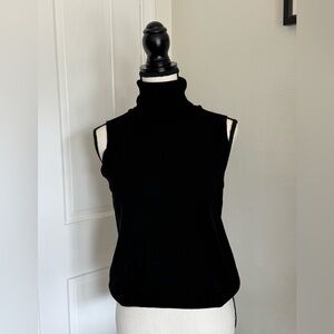 Elegant Black Sleeveless Turtleneck Sweater